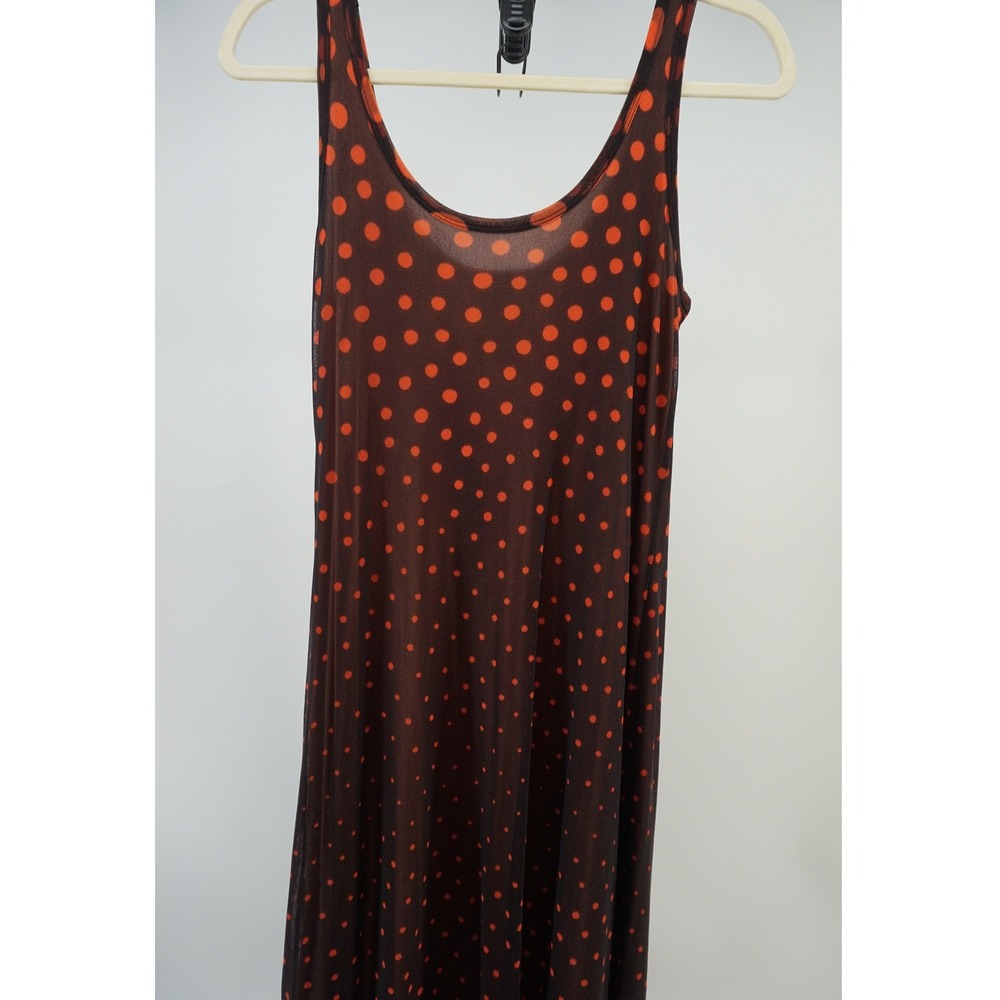 Fuzzi sleeveless tulle maxi dress Whimsygoth Retro Brown Orange Italian sz L - Picture 2 of 8